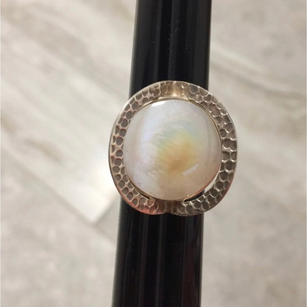 Handcrafted Peruvian Silver Ring With Mother Of P… - image 2